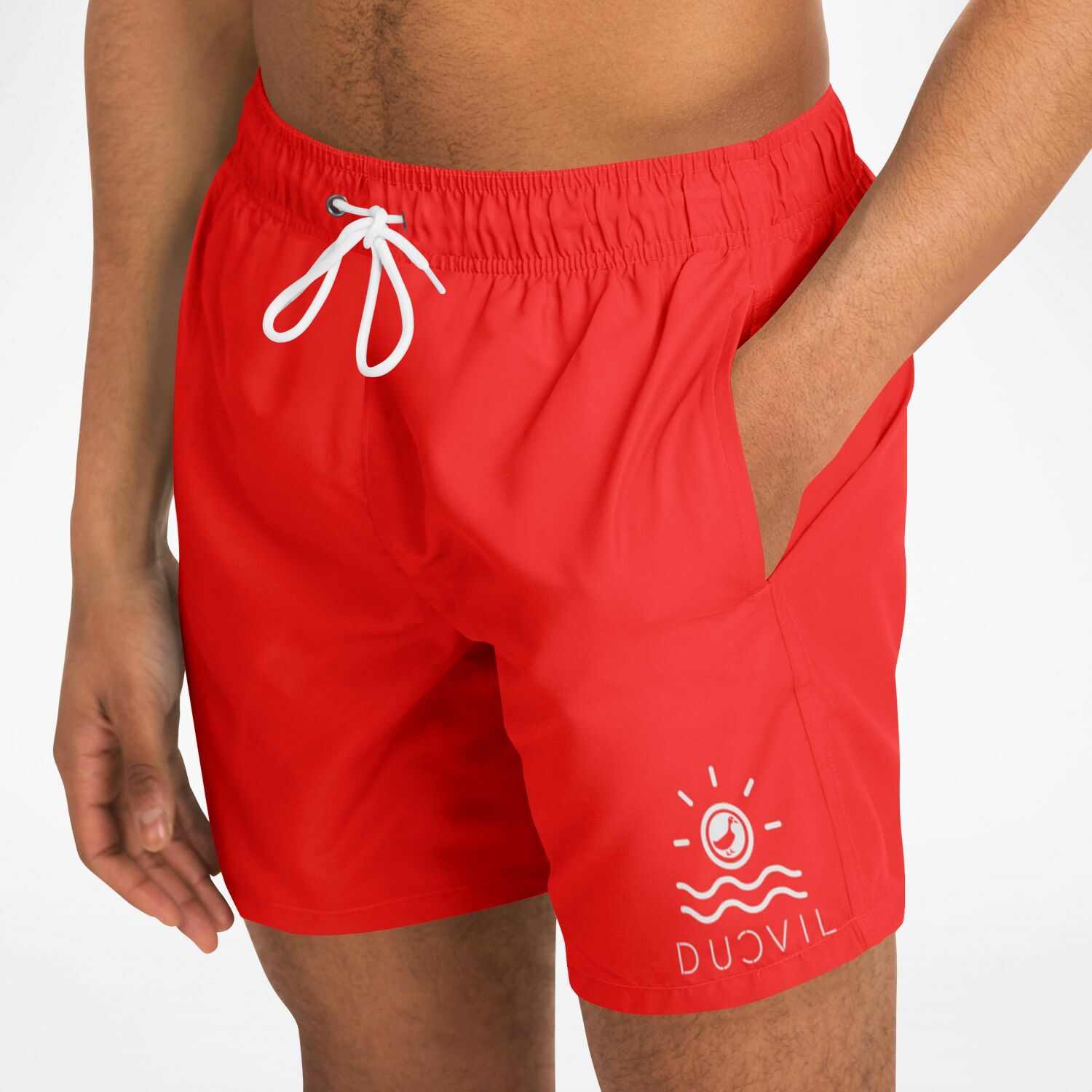 Vibrant Red Swim Trunks