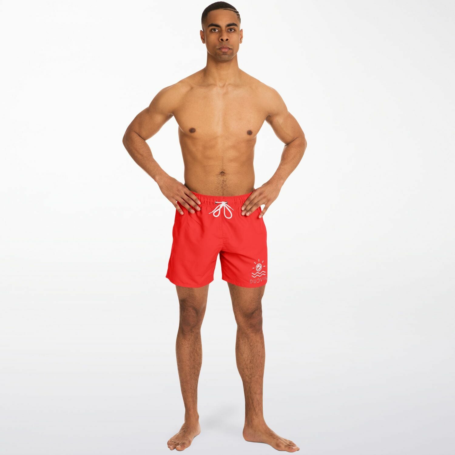 Vibrant Red Swim Trunks