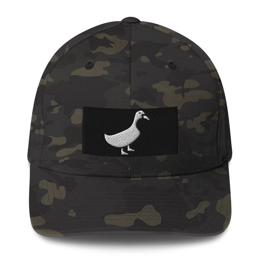 Multi Camouflage Black Twill Cap With Logo